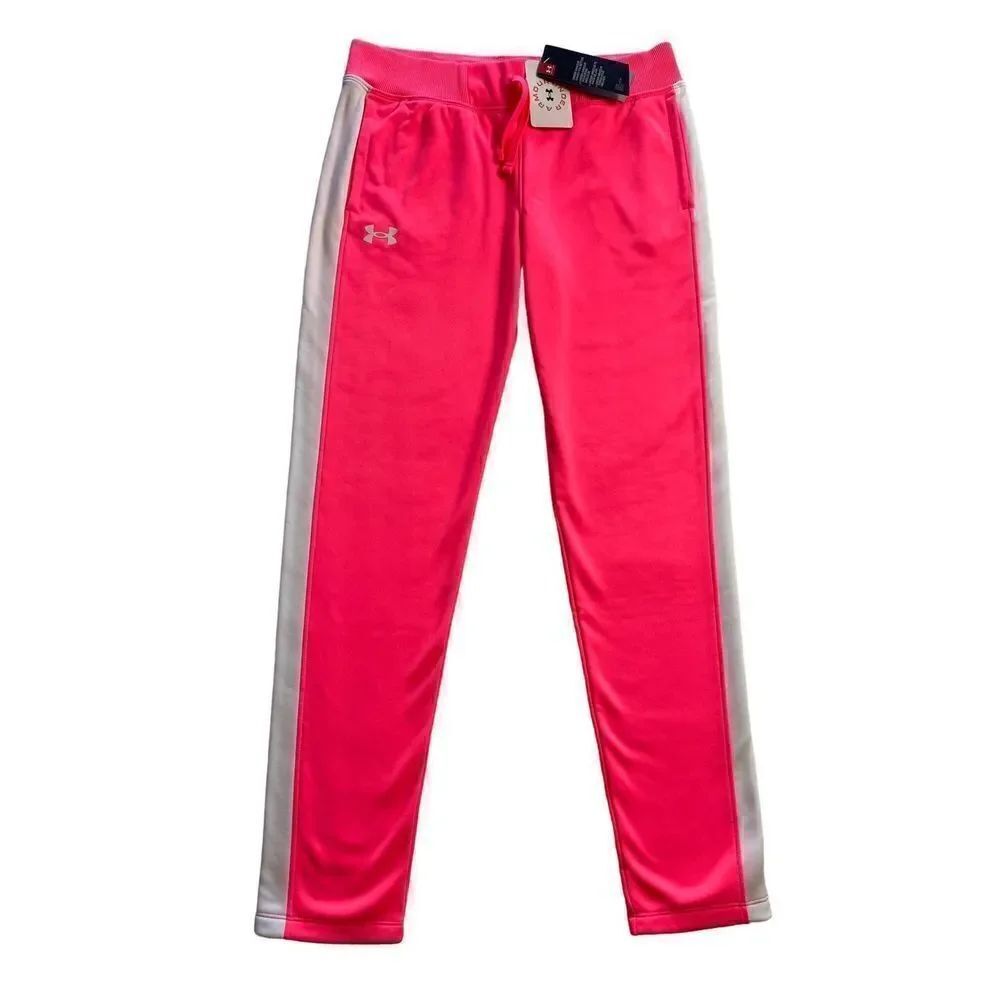 Under Armour Girls YLG Armour Fleece Pants - Cerise with White Trim